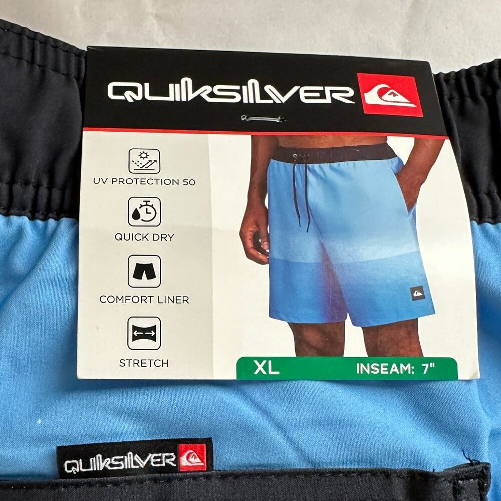 Quiksilver Men's Volley Swim Shorts Size XL Blue UV Protection Quick Dry NEW